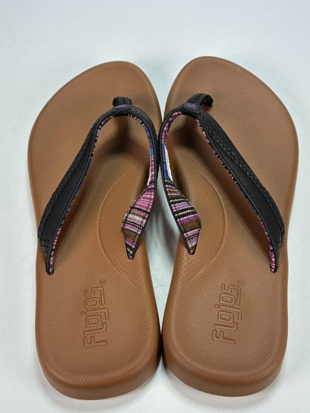 Flojos Harper Black Tan Casual Comfort Flip Flop Thong Sandals Women's - Picture 7 of 8